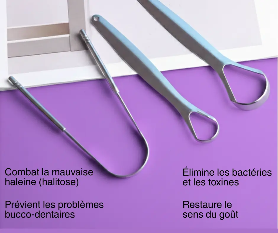 3 Pieces de Gratte Langue en Acier Inoxydable – Pour une haleine Fraîche et une Hygiène Parfaite Lunax